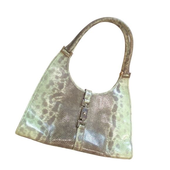 1549 Gucci Jackie 1961 Green And Gray Python Medium Shoulder Bag Silver Buckle - Picture 4 of 9
